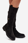 Women's Insulated Flat Heel Boots Eco Suede Black Delyssa