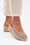 Wedge Sandals For Women With Braiding Dark Beige Tulliata