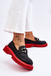 Leather Loafers With Decoration GOE LL2N4040 Black-Red