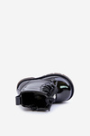 Warm Patent Leather Kids Boots With Bear And Zipper Black Enchanta