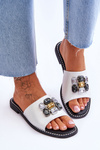 Women's Sandals With Stones S.Barski KV-2775-31 White-Silver