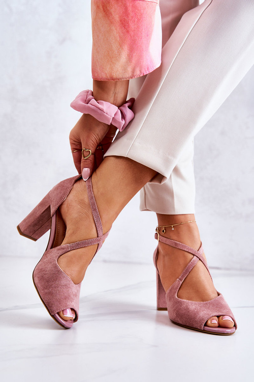 Suede Sandals On A Bar Pink Lorita