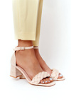Suede High Heel Sandals Beige Long Island