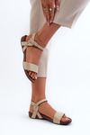 Zazoo 40027 Flat Women's Leather Sandals Beige