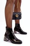Women's Lacquered Boots On Embellished Heel D&A MR870-93 Black