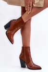 Women's Leather Cowboy Boots Brown Fiorene