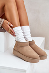 Women's Suede Snow Boots On Platform Beige Nereviana