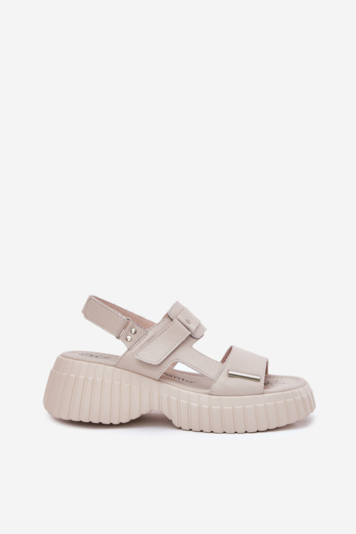 Leather Women's Platform Sandals Beige Mertella