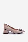 Women's Court Shoes with Block Heel and Grey Decoration Sarala