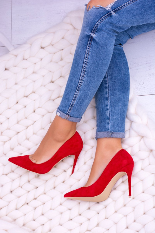 Lu Boo Women's Stilettos Suede Red In Pointed Fione