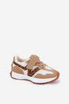 Children's Velcro Sneakers Leopard Print Dark Beige Tezzu