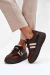 Damskie Sneakersy Skóra Naturalna Platforma Czekoladowe Zazoo 3775
