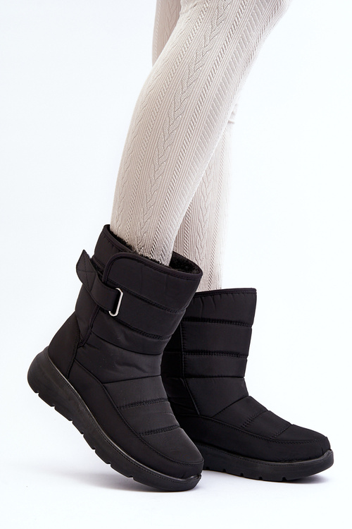 Śniegowce Damskie Ocieplane Na Rzep Czarne Jawora 823T005