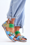 Leather Sandals With Drawstring Maciejka 03375 Blue