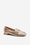 Women's Flat Heel Moccasins with Gold Decoration Iluvana