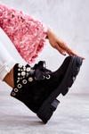 Suede Warm Boots With Pearls Black Roco