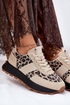 Suede Women's Sneakers On Platform Panther Vinceza 66793 Beige