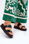Womens Platform Slippers With Golden Buckles Black Wernone