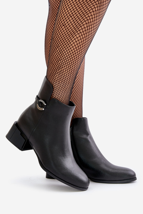 Warm Women's Heeled Boots Zippered Black Vinceza 66724