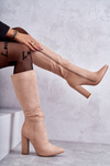 Classic Suede Heel Boots Dark beige Tressa
