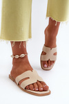 Women's Flat Slippers with Cutouts Beige Fiviama