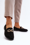 Black Women's Suede Moccasins With Flat Heel Misal