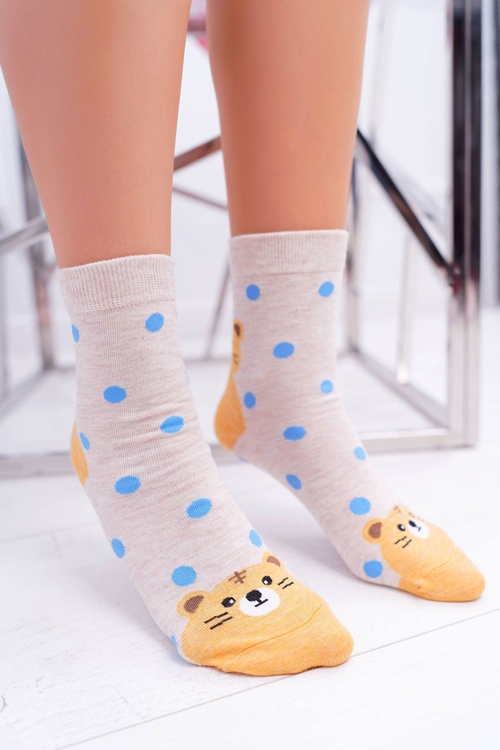 Women's Socks Beige with Tiger