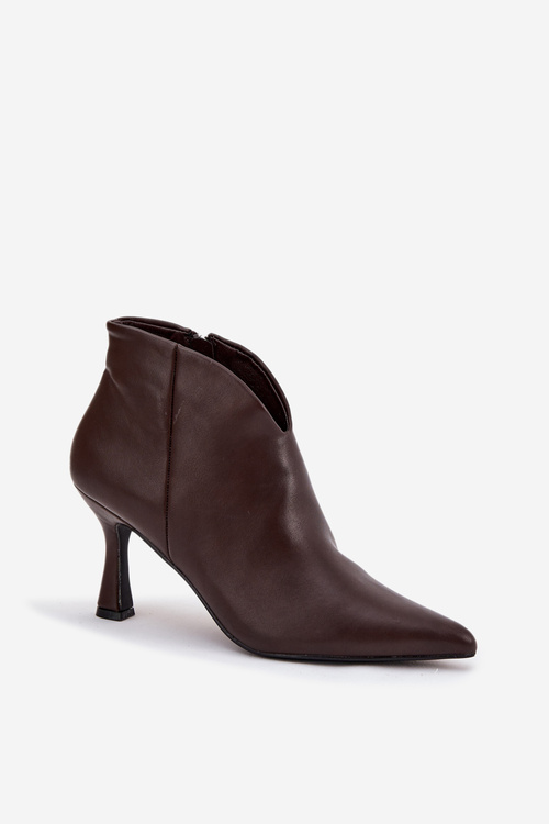 Patent Low Ladies Boots on Heel Chocolate Jolivra