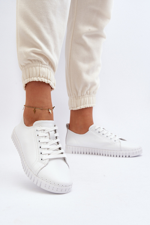 White Women's Leather Sneakers Xenobia