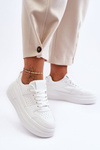 Women's Leather Sport Shoes On Massive Platform White Belisso