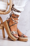 Leather Sandals Espadrilles On the Wedge Beige and brown Shanny
