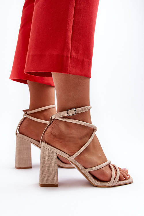 Beige Strappy Wedge Sandals Herfiana