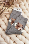 Warm Cotton Socks With Bear Dark Grey