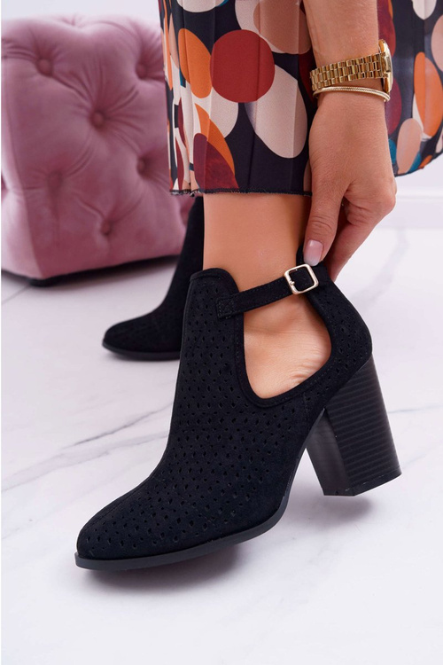 Women's Stiletto Boots Openwork with Cutouts Black GoodDay