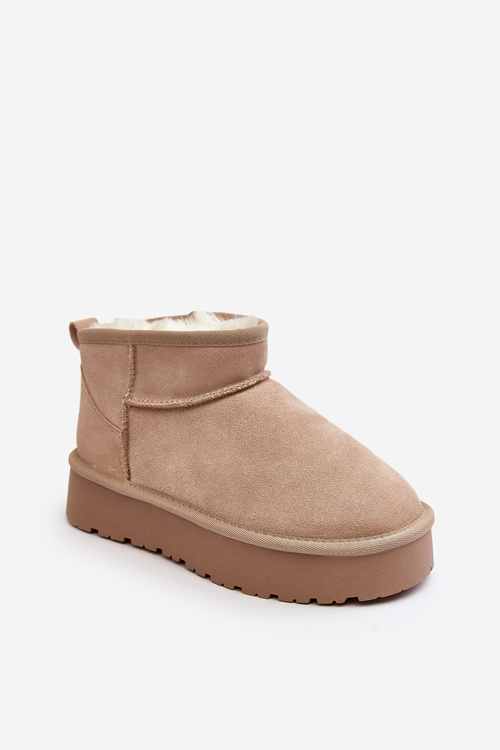 Stylish Low Suede Snow Boots Light Beige Nucca