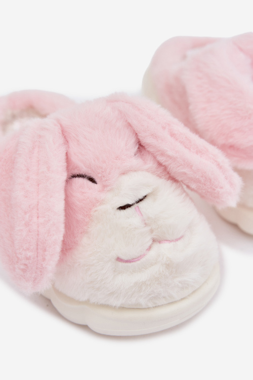 Children's Fur Slippers Bunny Pink Farnise