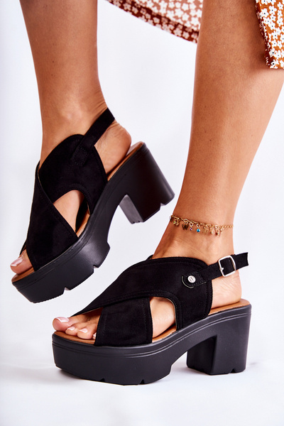 Suede Sandals On Heel Black Arlena