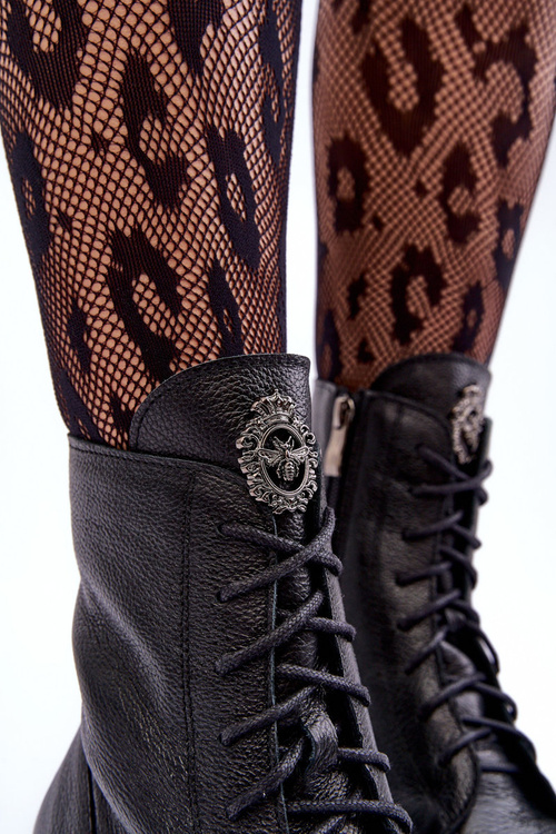 Women's Leather Lined Fur-Trimmed Trapper Boots Black Rehin