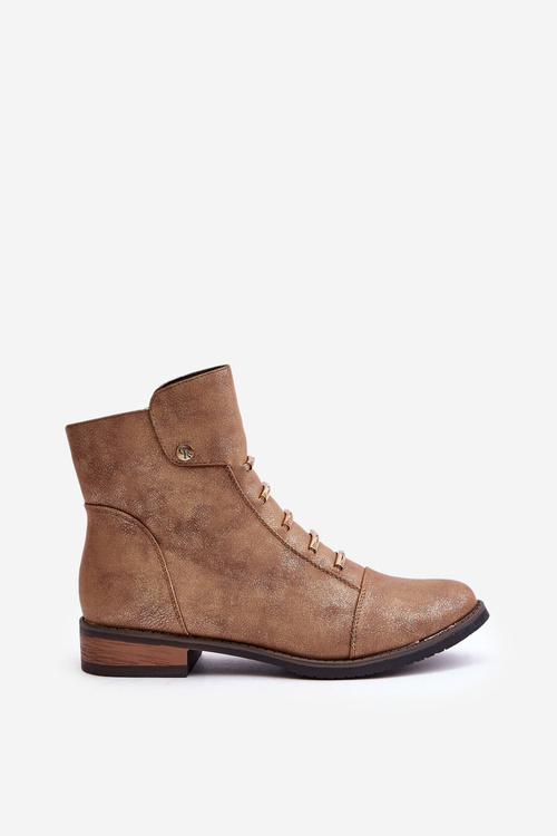 Warm Women's Ankle Boots on Flat Heel Gold Labise