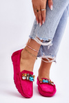 Women's Suede Loafers With Crystals Fuchsia Lucille