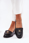 Leather Moccasins With Gold Decoration Black Laura Messi 2927