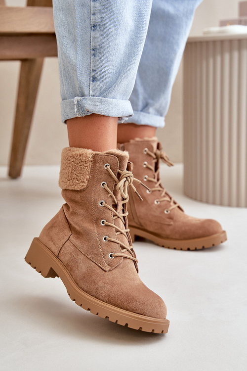 Women's Lined Work Boots with Zipper Brown Mivael
