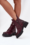 Leather insulated women's boots with buckles and decorative detail Zazoo 60482 Burgundy