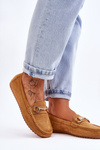 Classic Suede Loafers With Embellishments Camel Arla