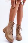 Women's Leather Lace-up Boots Beige Faustina