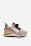 Women's Wedge Sneakers with Platform and Brocade Golden Rafani