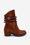 Women's Low Heel Boots With Straps Camel Thelereia