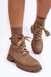 Women's lace-up ankle boots with light beige sock Gentiana