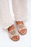 Women's Sandals With Decorative Heart S.Barski KV27-018 Beige