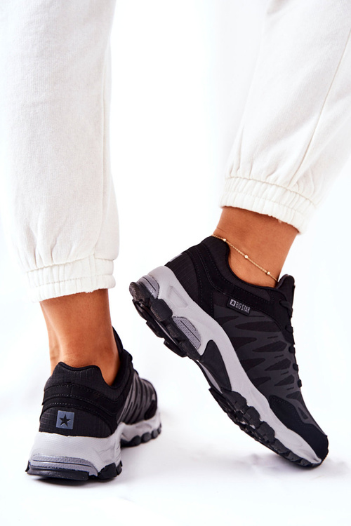 Buty Sportowe Memory Foam Wiązane Big Star Czarne GG274501